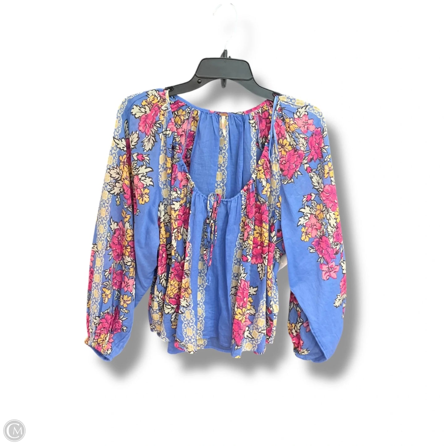 Top 3/4 Sleeve By Free People In Blue & Pink, Size: Xs