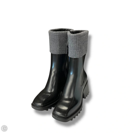 Boots Luxury Designer By Chloe In Black & Grey, Size: 6.5