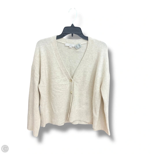 Sweater Cardigan By Loft In Beige, Size: L