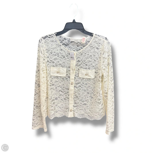 Blouse Long Sleeve By Loft In Cream, Size: L