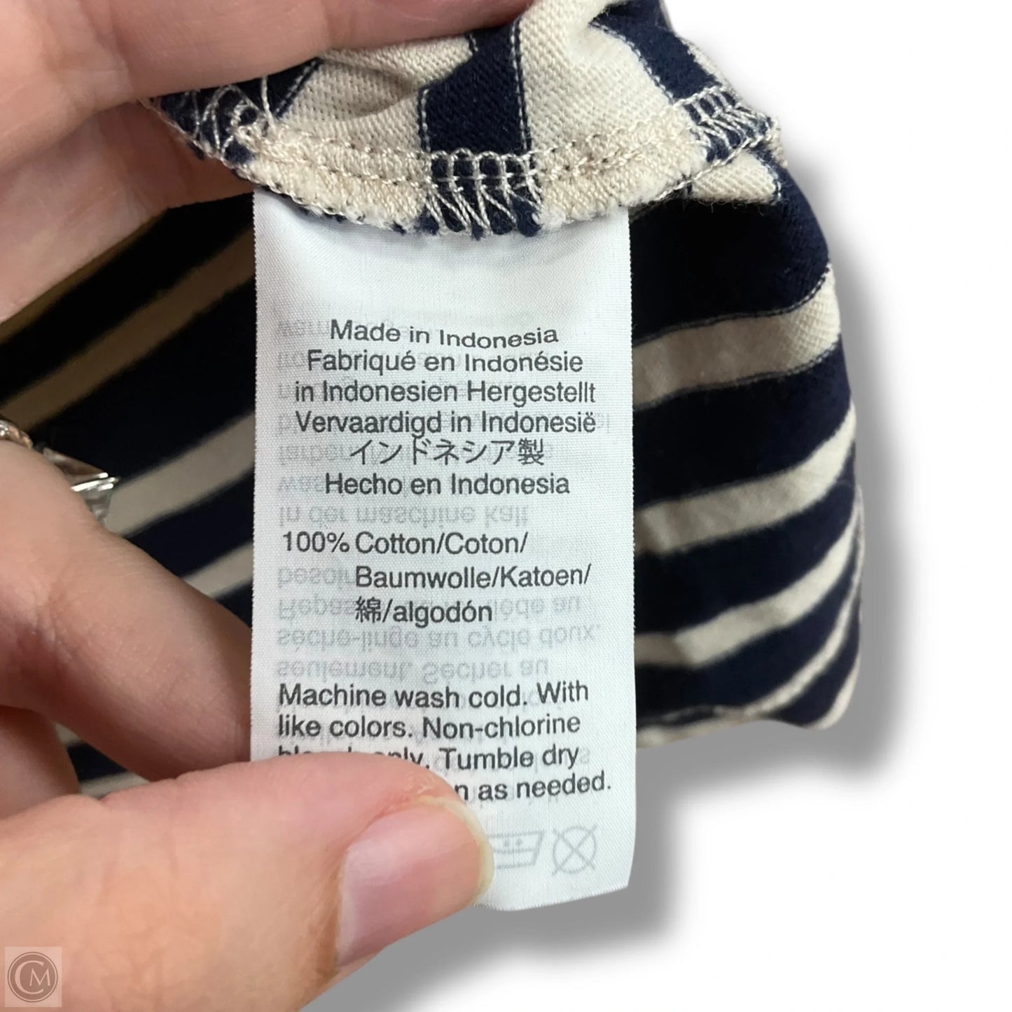 Top 3/4 Sleeve By Madewell In Striped Pattern, Size: Xxs
