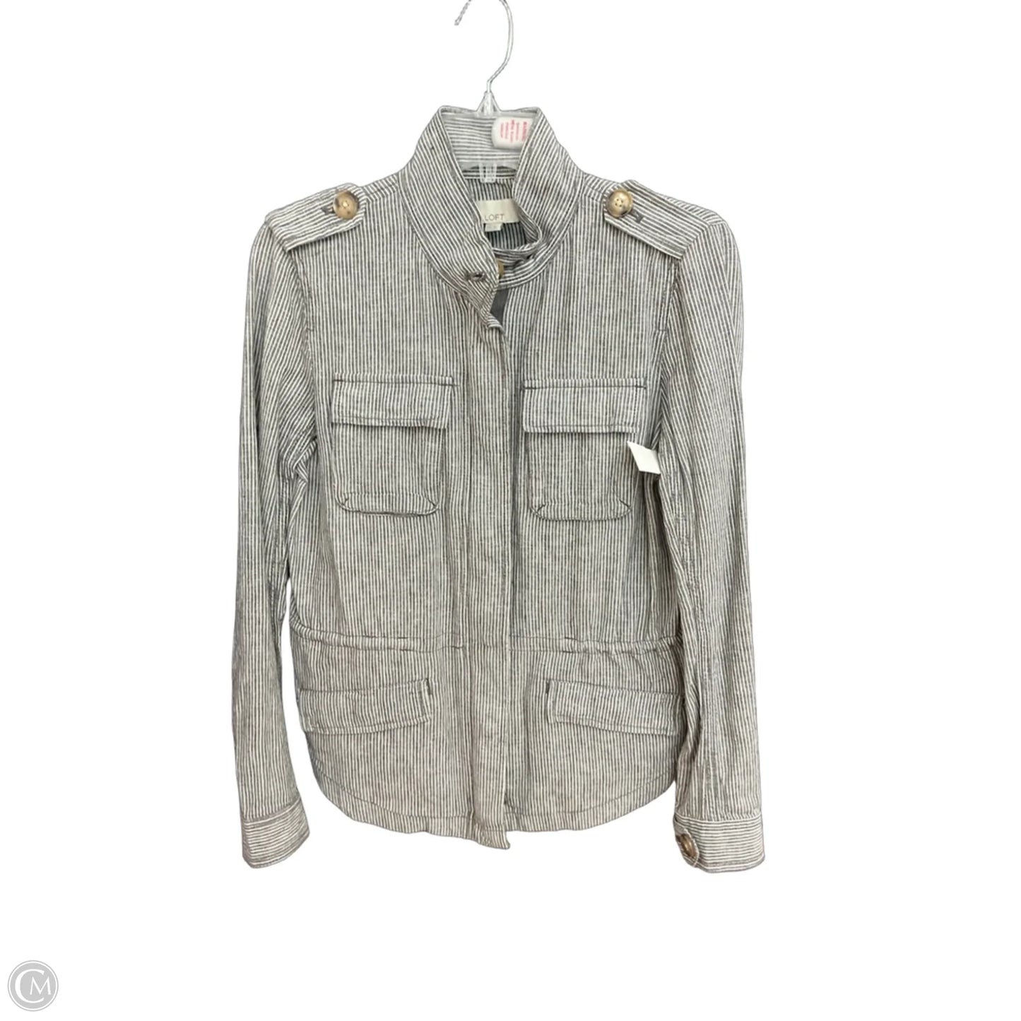 Jacket Shirt By Loft In Striped Pattern, Size: Xs