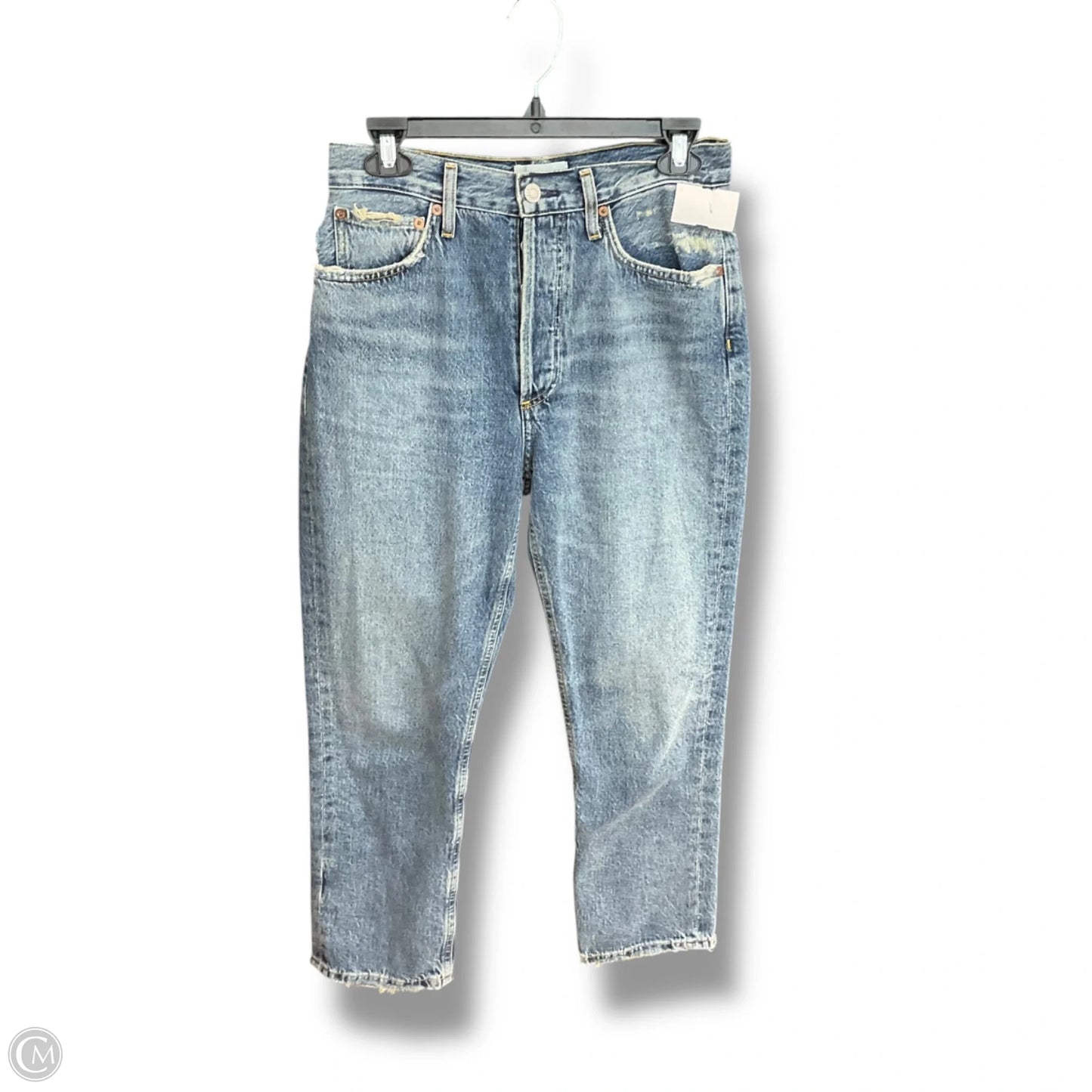 Jeans Straight By Agolde In Blue Denim, Size: 4