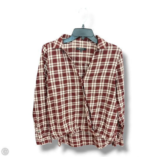 Top Long Sleeve By Madewell In Plaid Pattern, Size: M