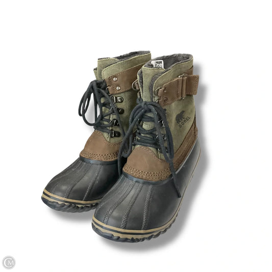 Boots Snow By Sorel In Brown & Green, Size: 6.5