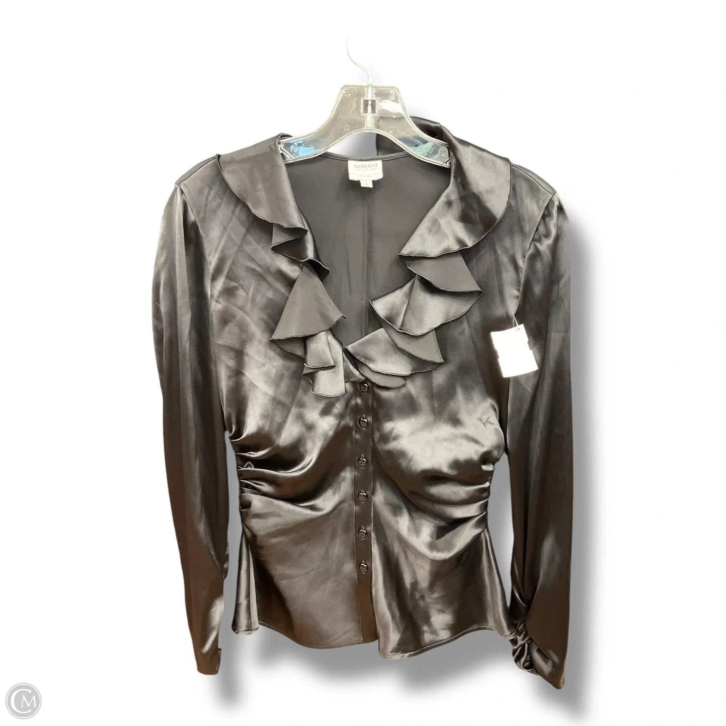 Blouse Long Sleeve By Armani Collezoni In Black, Size: S