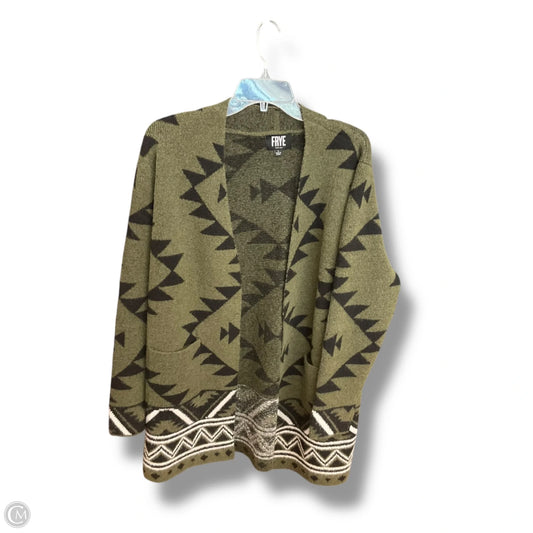 Sweater Cardigan Designer By Frye In Black & Green, Size: L