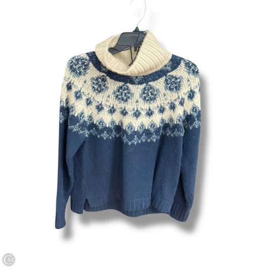 Sweater By Lucky Brand In Blue & Cream, Size: S