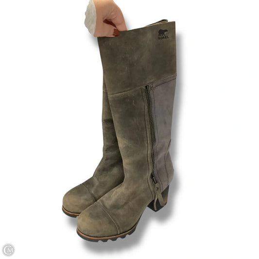 Boots Knee Heels By Sorel In Grey, Size: 8