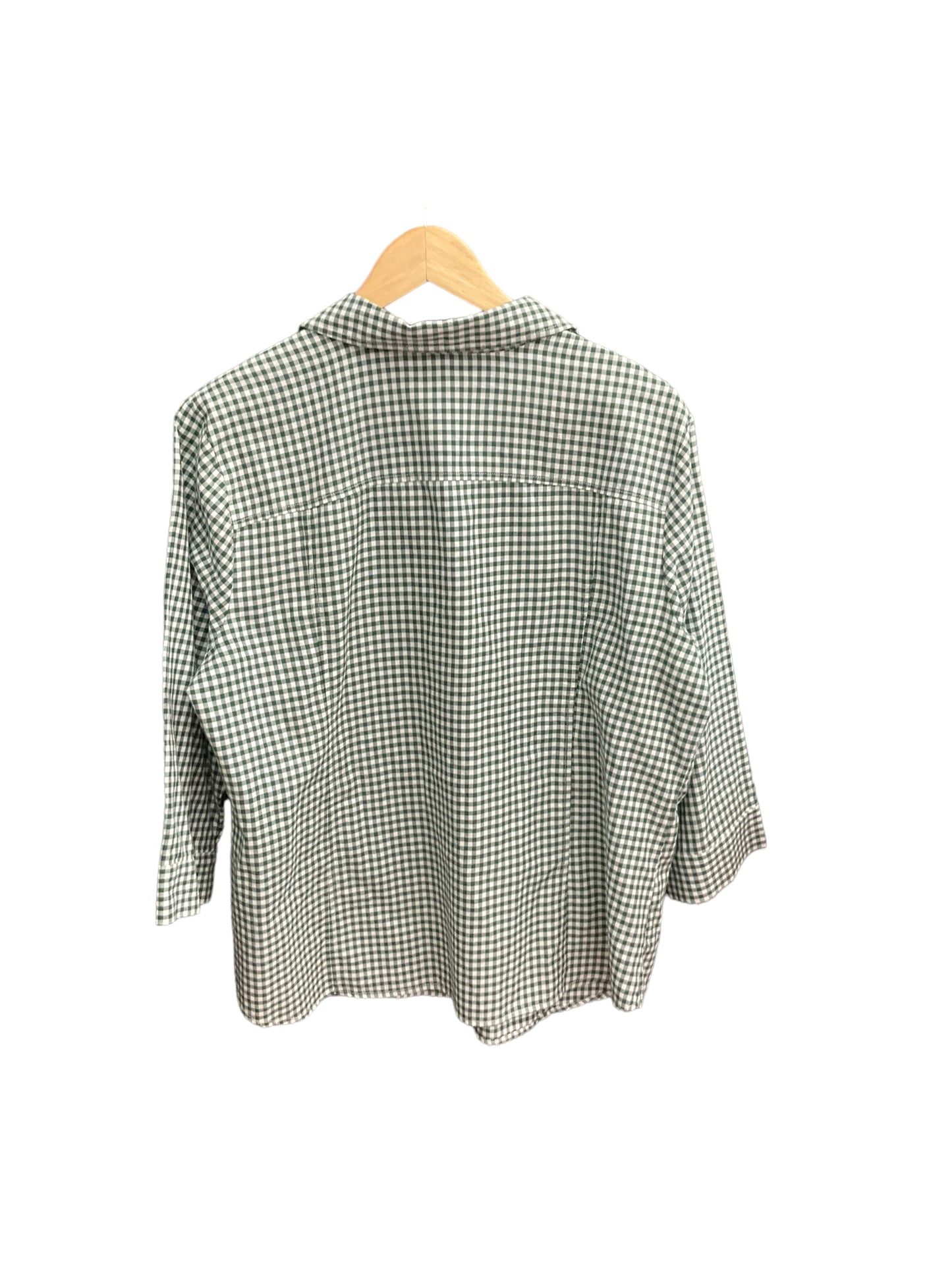 Plaid Pattern Blouse 3/4 Sleeve Christopher And Banks, Size Xl