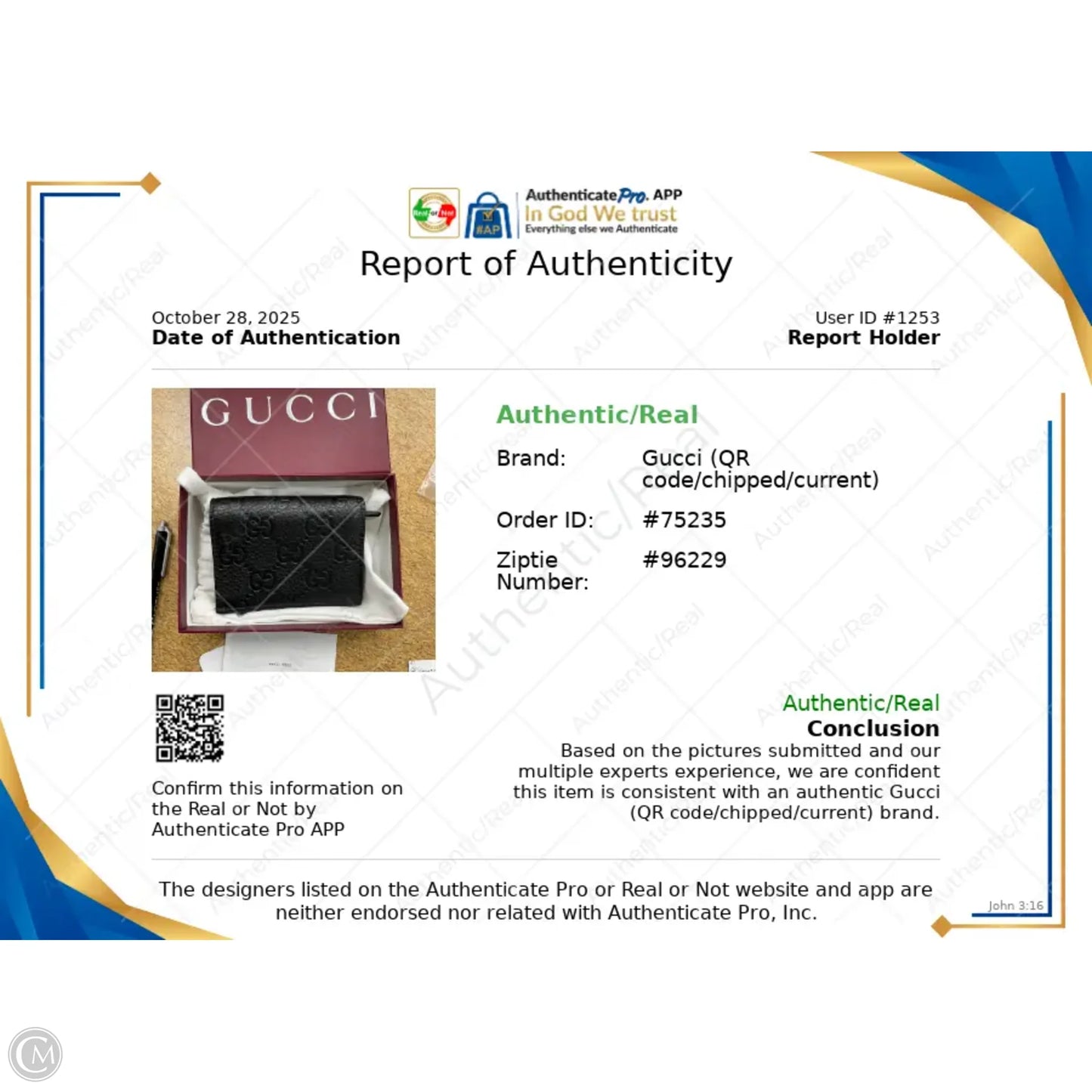 Wallet Luxury Designer By Gucci, Size: Small