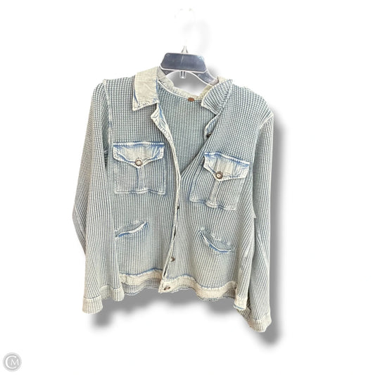Jacket Shirt By Free People In Blue, Size: Xs