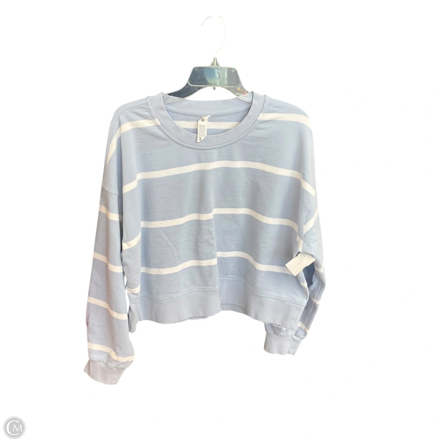 Athletic Top Long Sleeve Crewneck By Lululemon In Blue & White, Size: 12