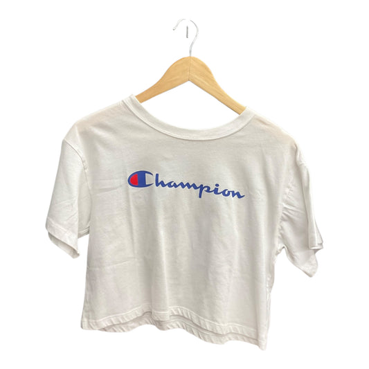 Athletic Top Short Sleeve By Champion In White, Size: S