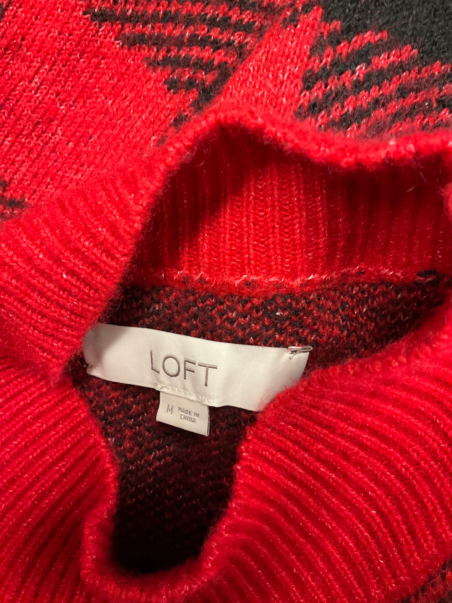 Sweater By Loft In Plaid Pattern, Size: M