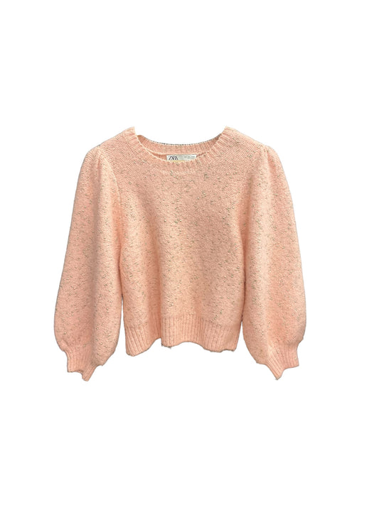 Sweater By Zara In Pink & Silver, Size: L