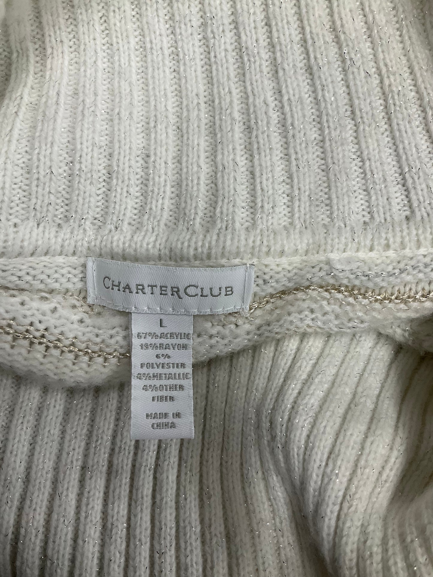 Sweater By Charter Club In Striped Pattern, Size: L