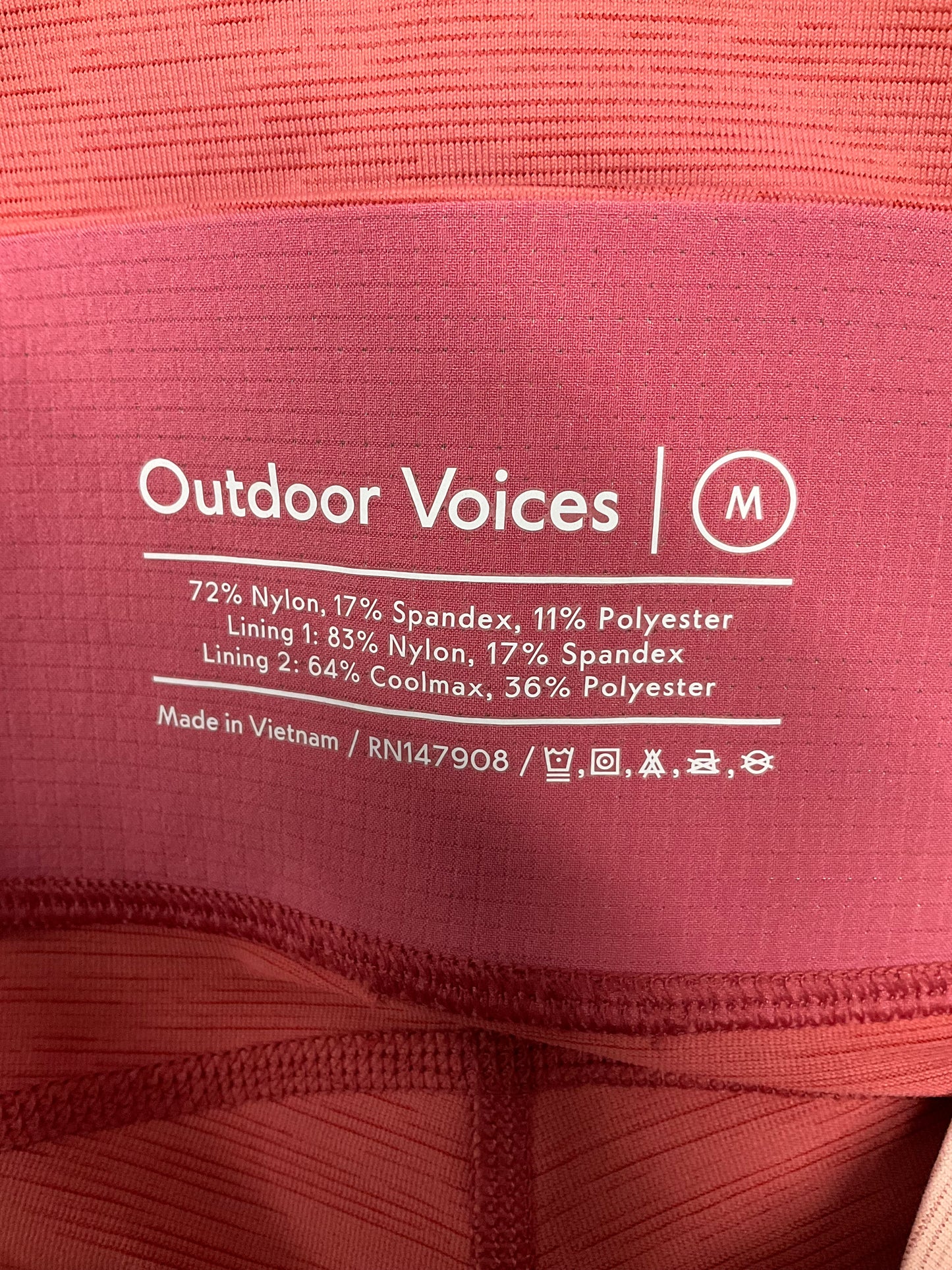 Pink Athletic Leggings Outdoor Voices, Size M