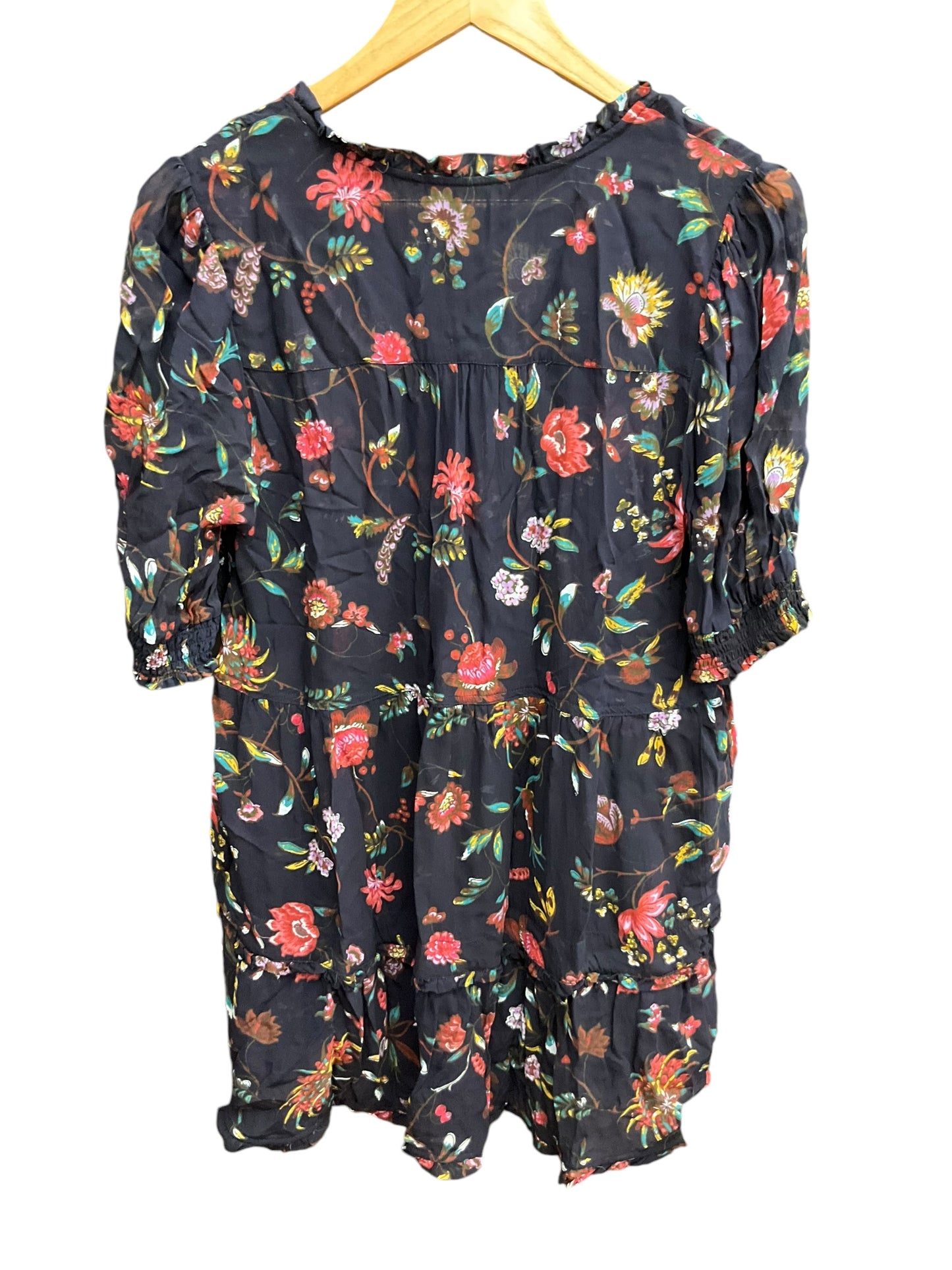 Blouse Short Sleeve By Anthropologie In Floral Print, Size: L