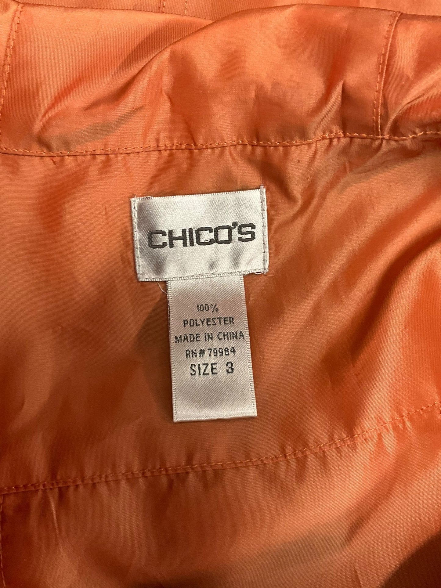 Jacket Windbreaker By Chicos In Orange, Size: Xl