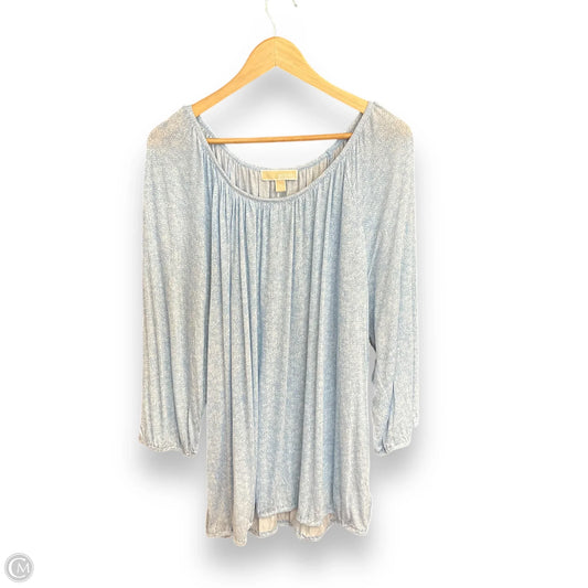 Top 3/4 Sleeve By Michael Kors In Blue & White, Size: 3x