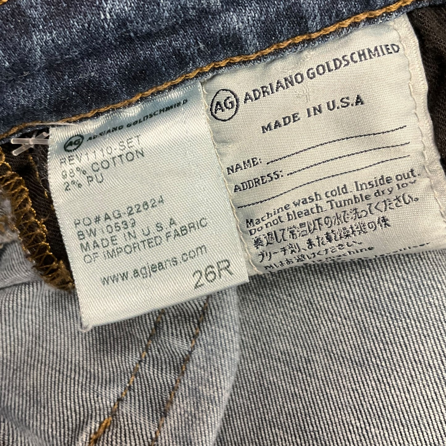 Jeans Skinny By Adriano Goldschmied In Blue Denim, Size: 2