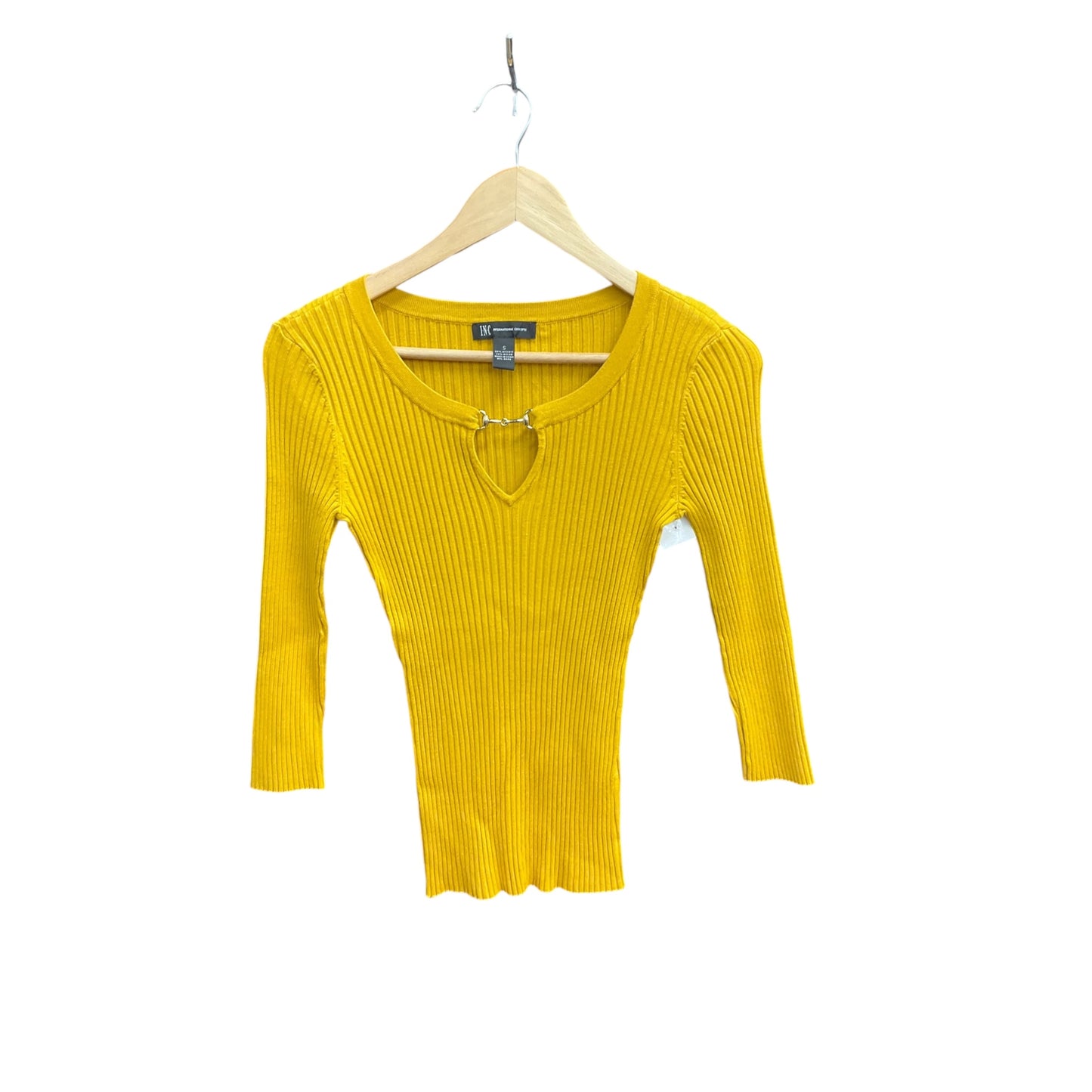 Top Long Sleeve By Inc In Yellow, Size: S