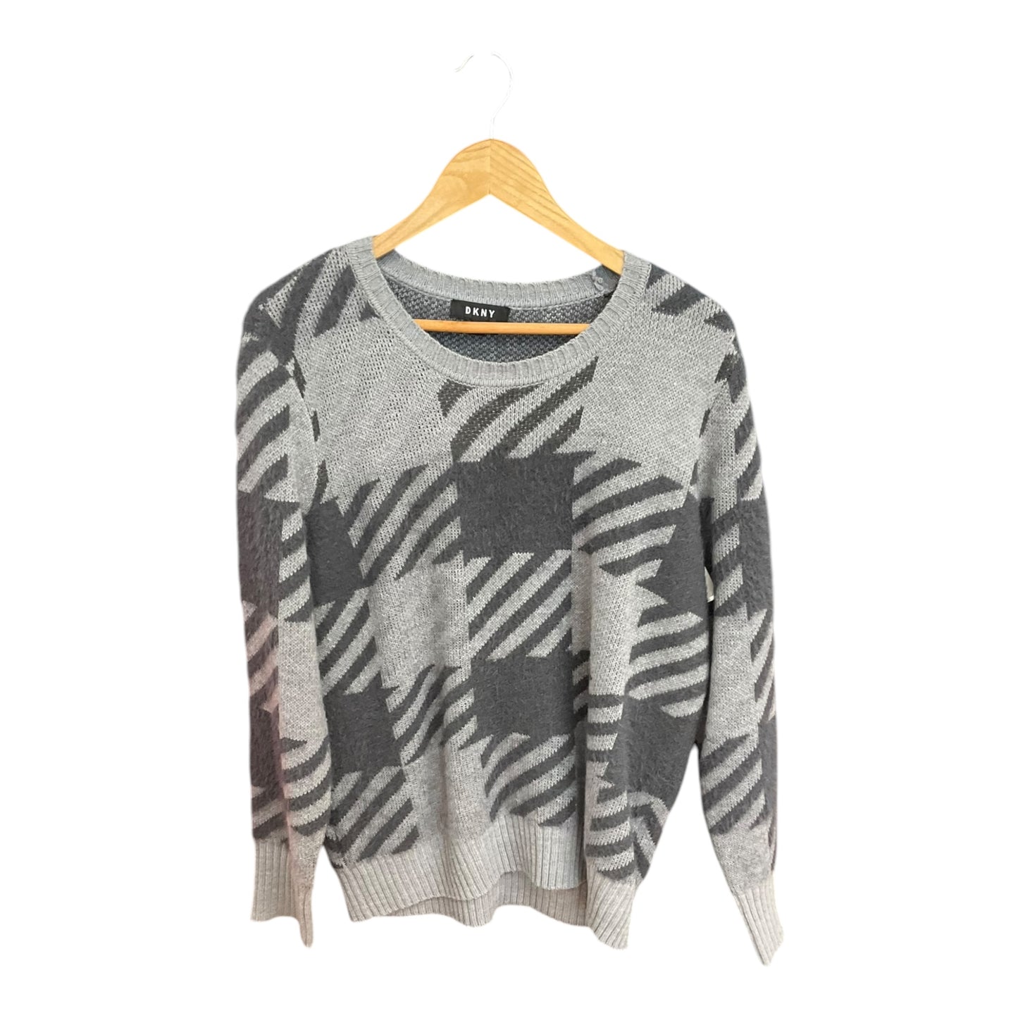 Sweater By Dkny In Checkered Pattern, Size: L