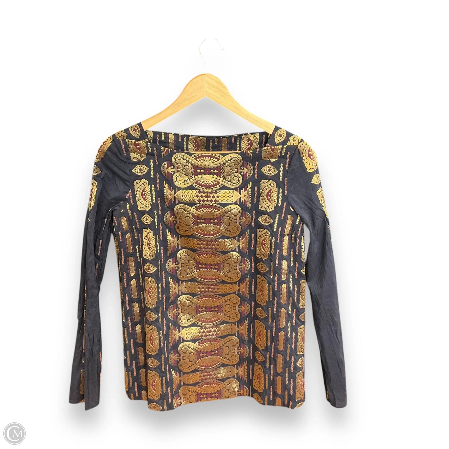 Top Long Sleeve Designer By Tory Burch In Blue & Gold, Size: S