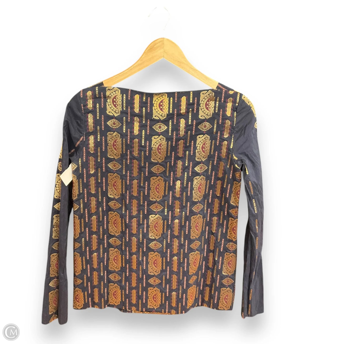 Top Long Sleeve Designer By Tory Burch In Blue & Gold, Size: S