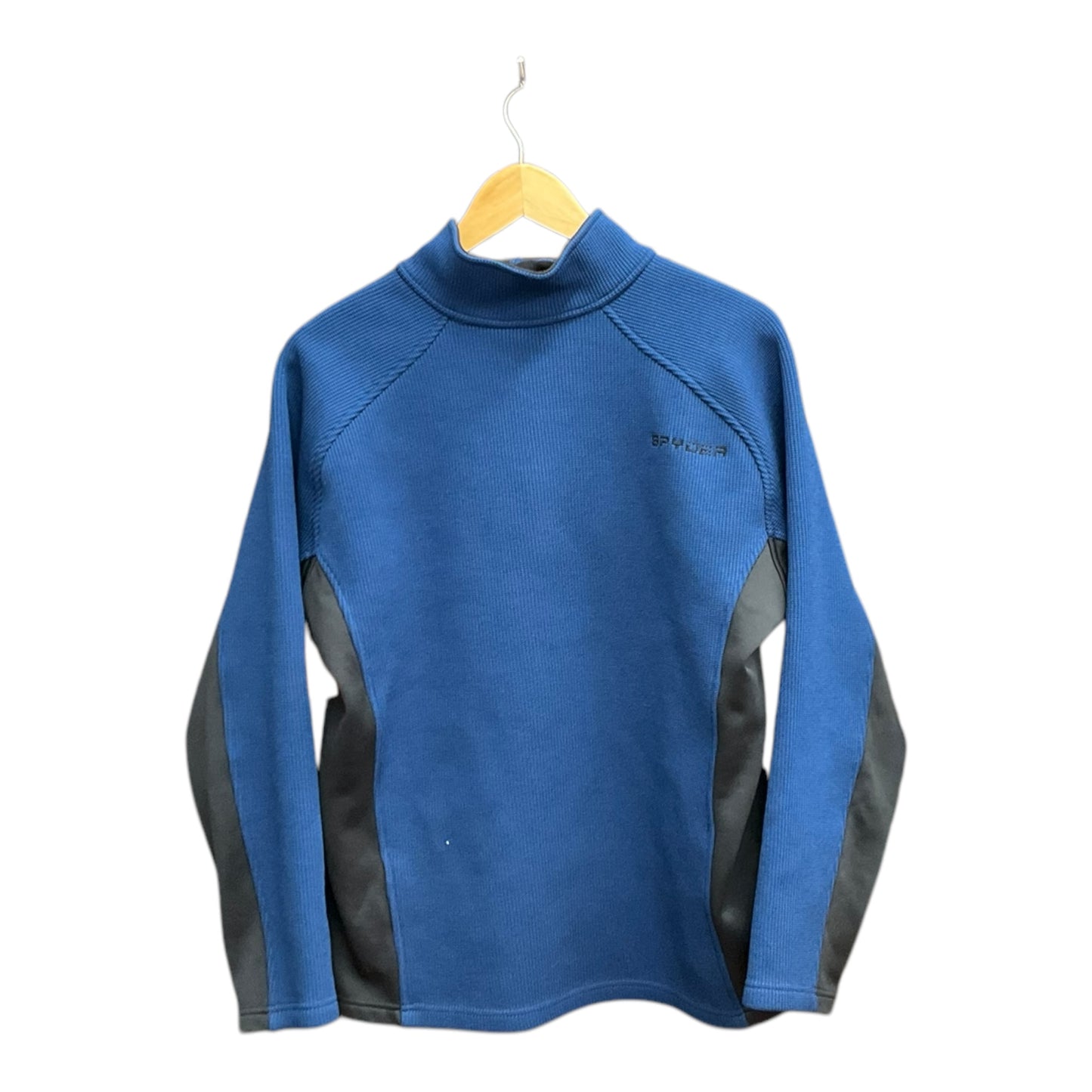 Athletic Top Long Sleeve Collar By Spyder In Black & Blue, Size: Xl