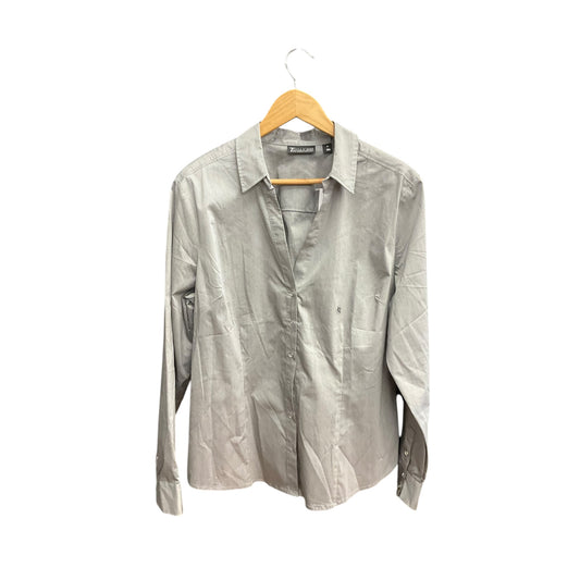 Blouse Long Sleeve By New York And Co In Silver, Size: Xl