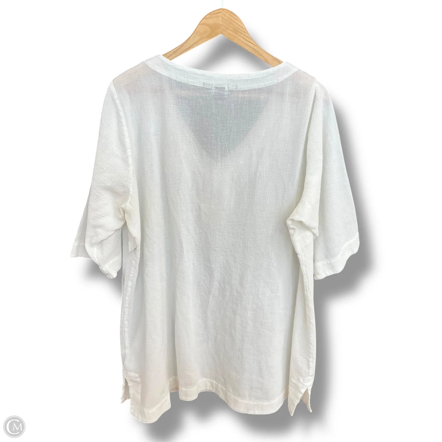 Tunic 3/4 Sleeve By Lands End In Cream, Size: 2x