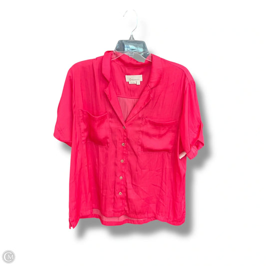 Blouse Short Sleeve By Anthropologie In Pink, Size: L