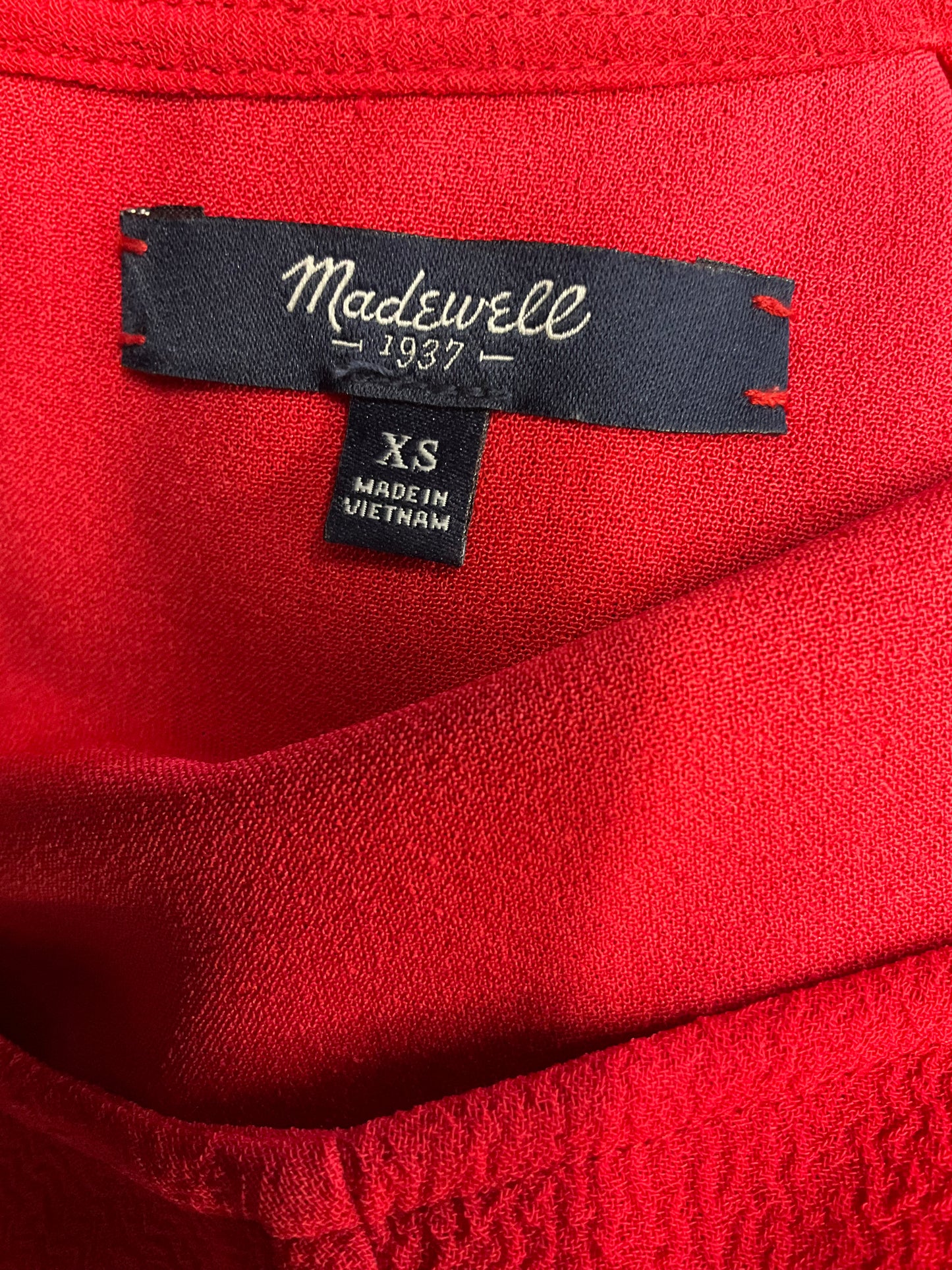 Red Top Short Sleeve Madewell, Size Xs