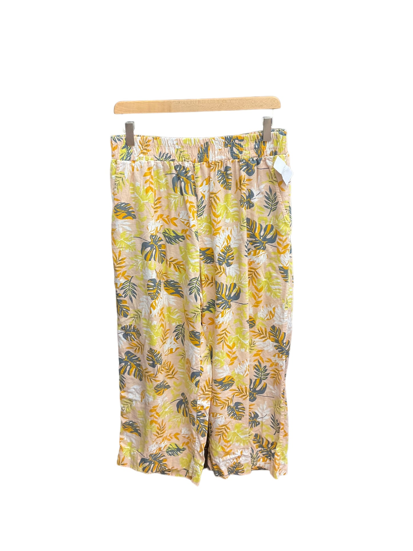 Tropical Print Pants Linen Nicole Miller, Size 14