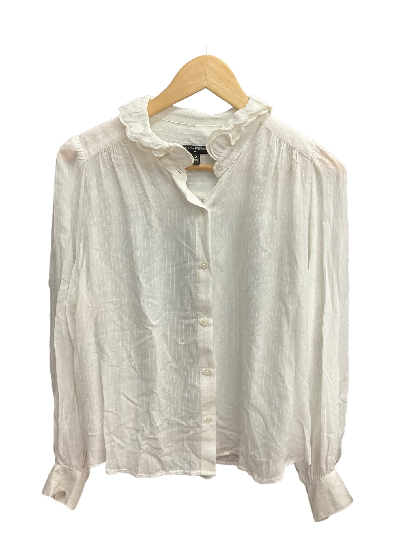 White Blouse Long Sleeve Banana Republic, Size M