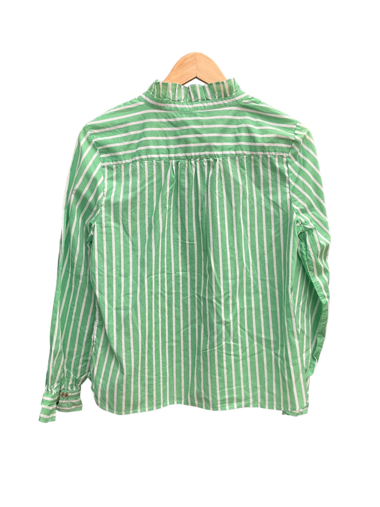 Green & White Blouse Long Sleeve Talbots, Size M