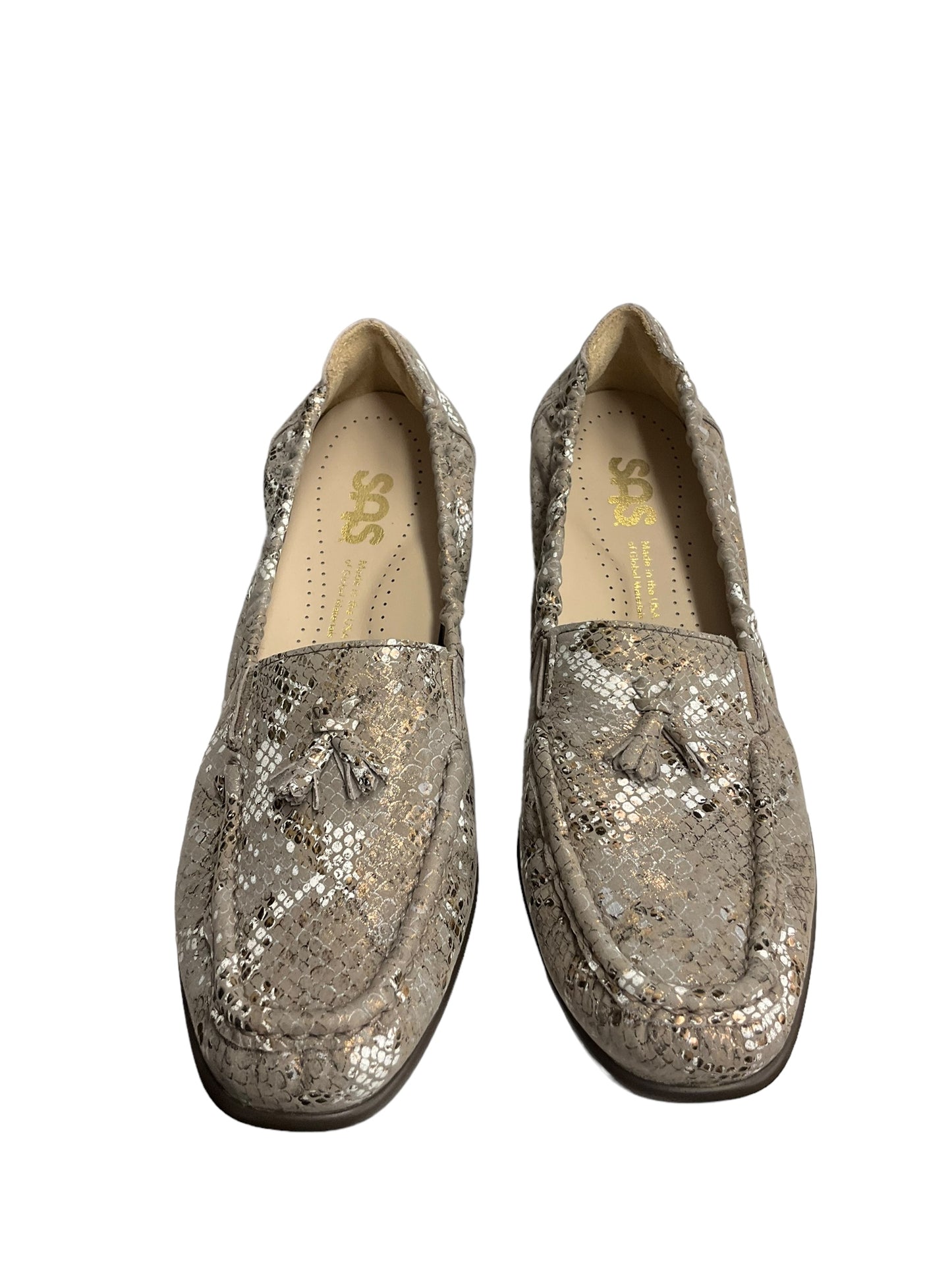 Snakeskin Print Shoes Flats Sas, Size 8.5