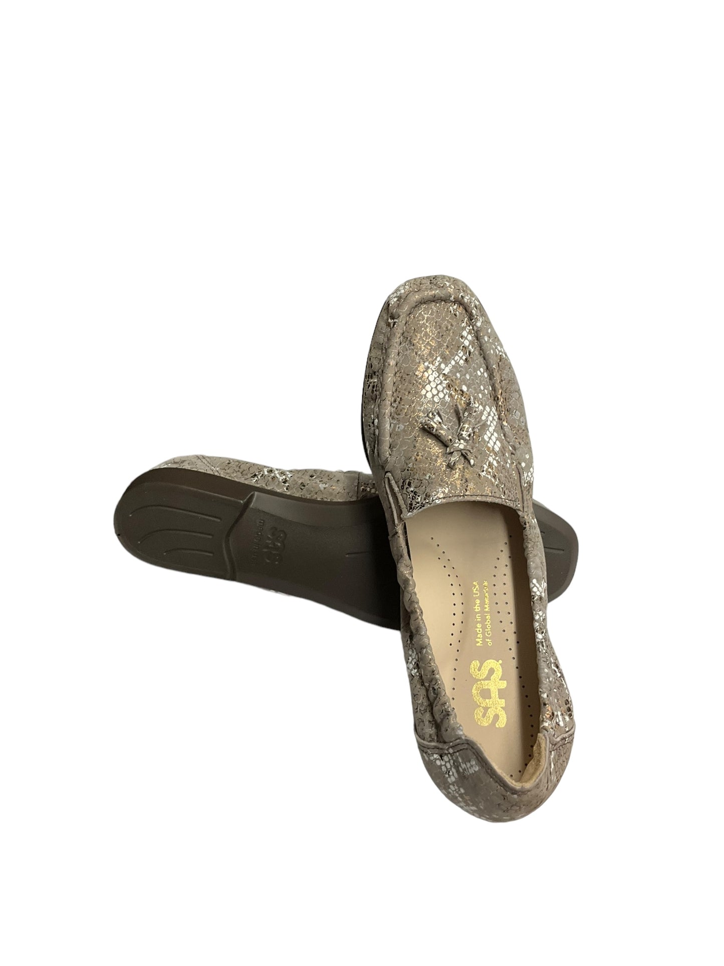 Snakeskin Print Shoes Flats Sas, Size 8.5