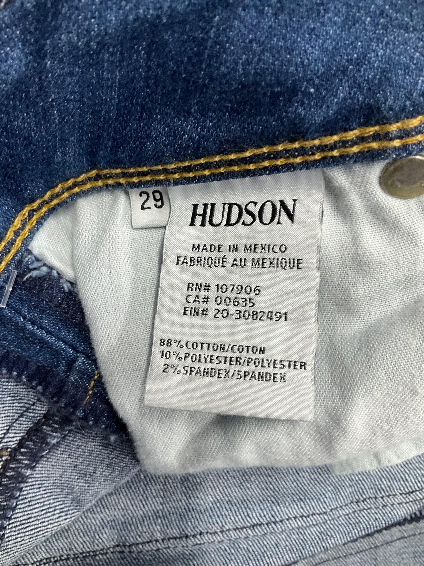 Blue Denim Jeans Straight Hudson, Size 8