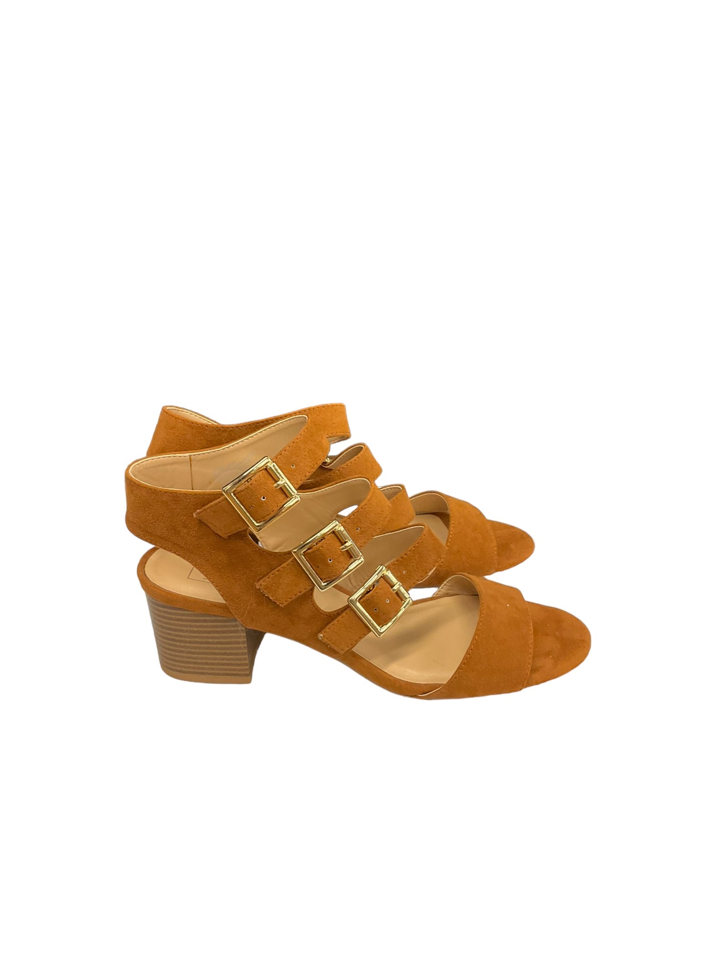 Tan Sandals Heels Block Kaari Blue, Size 9.5