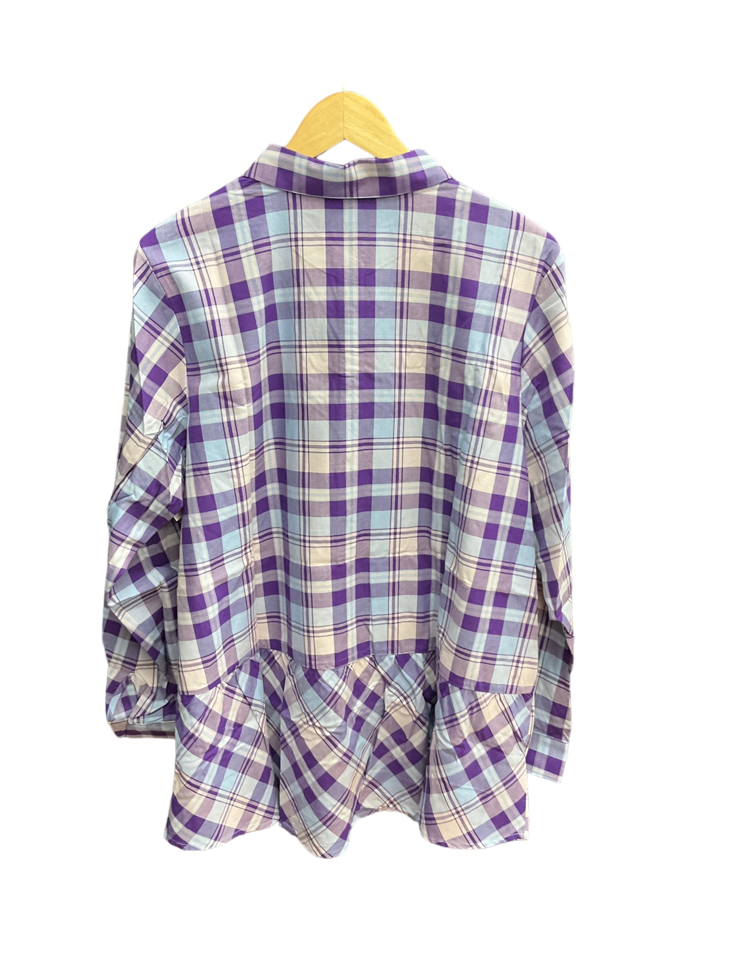 Plaid Pattern Blouse Long Sleeve Joan Rivers, Size Xl