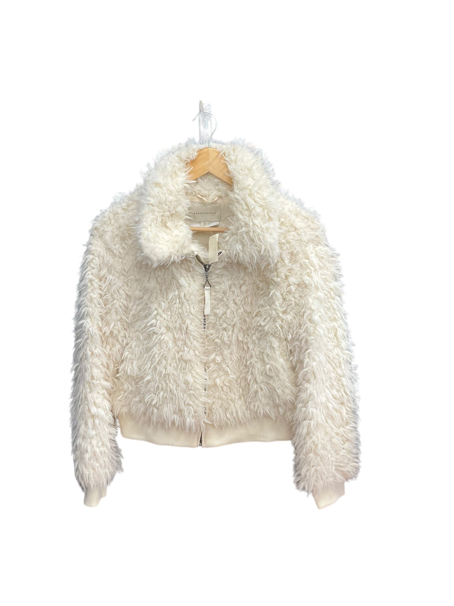 Cream Jacket Faux Fur & Sherpa Aeropostale, Size M