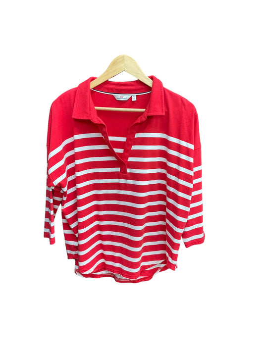 Top 3/4 Sleeve By Vineyard Vines In Red & White, Size: M