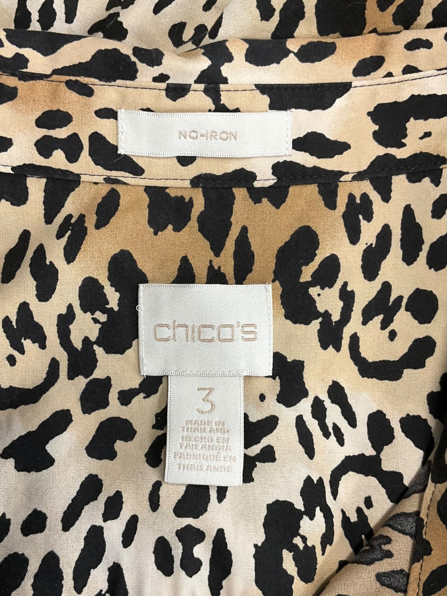 Blouse 3/4 Sleeve By Chicos In Animal Print, Size: Xl