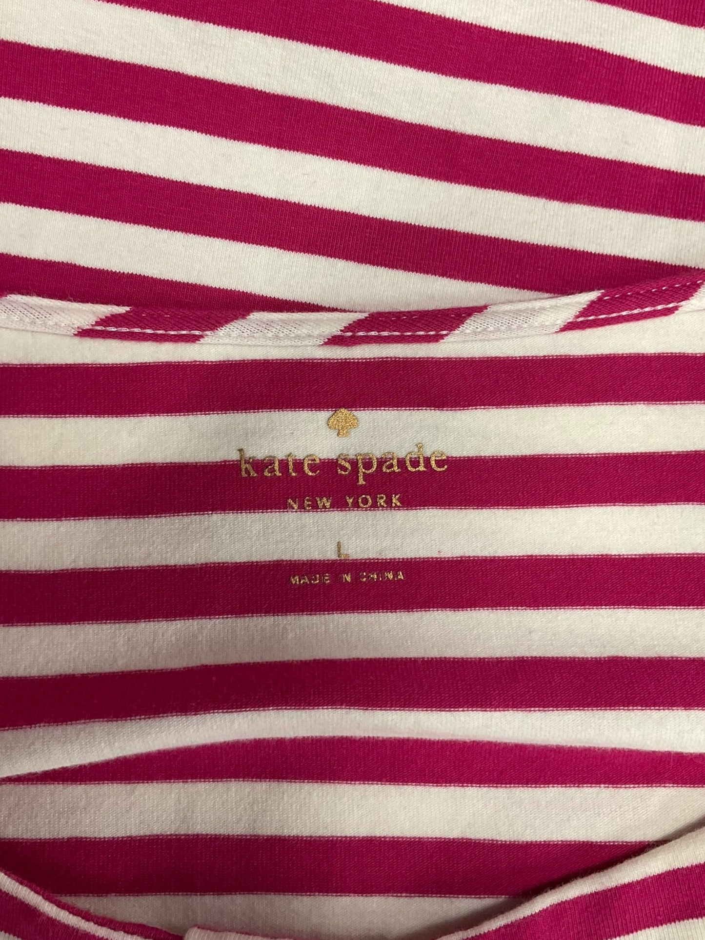 Top Long Sleeve By Kate Spade In Pink & White, Size: L