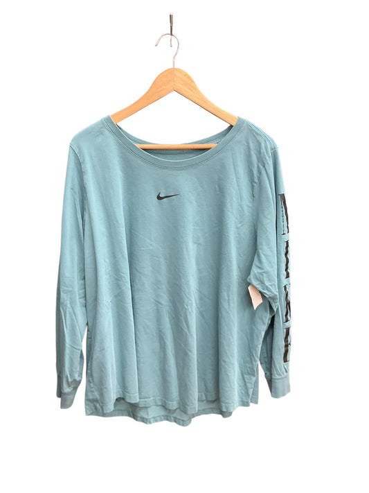 Athletic Top Long Sleeve Collar By Nike Apparel In Teal, Size: 3x