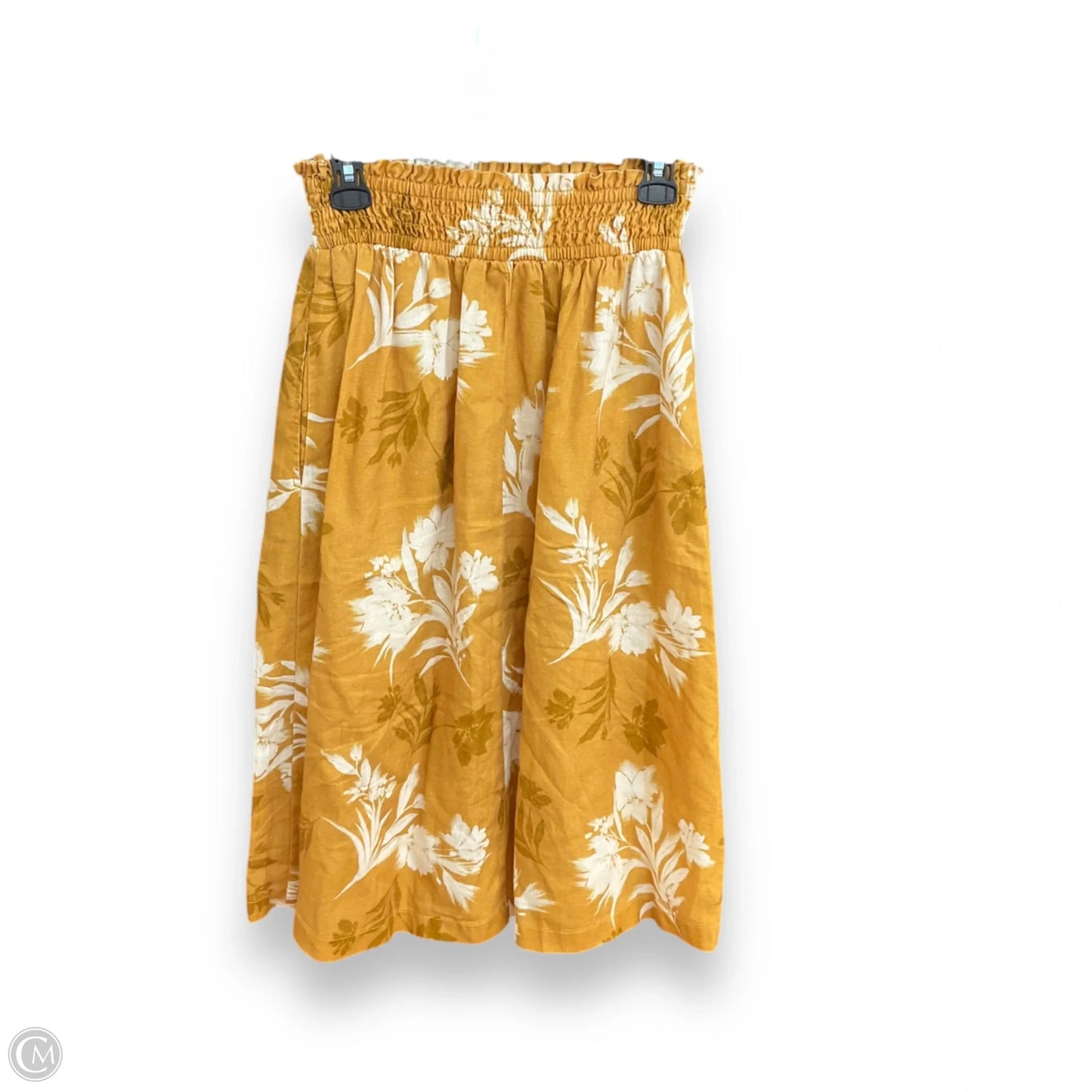 Skirt Midi By Garnet Hill In White & Yellow, Size: 8