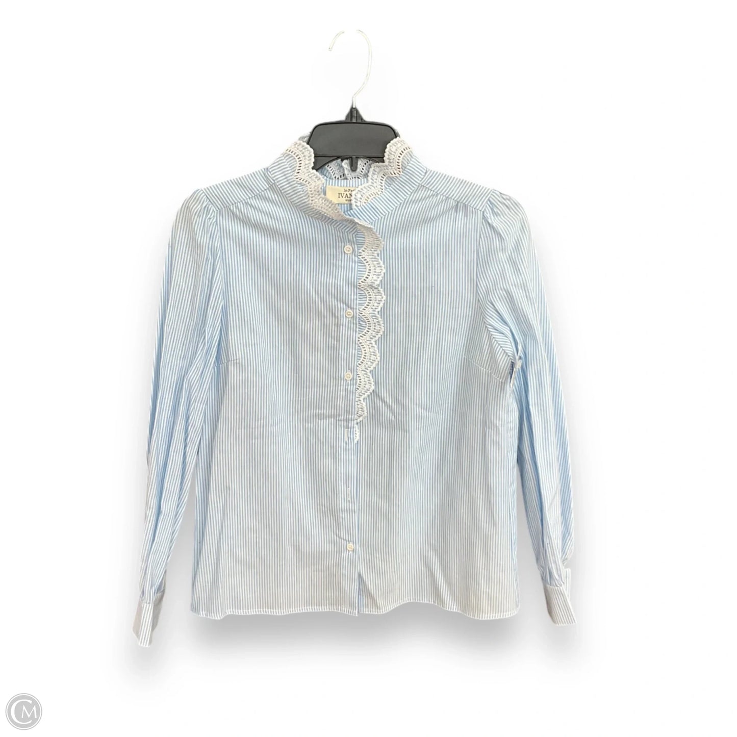 Blouse Long Sleeve By Ivanka in Paris In Striped Pattern, Size: S